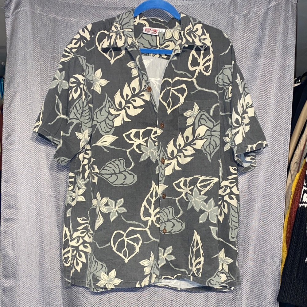 Tropical Leaf Print Button Down Shirt